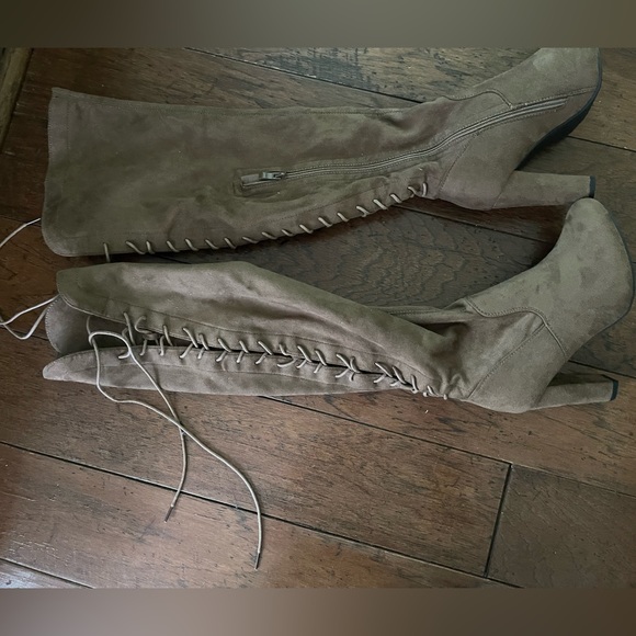 Shoes - Taupe Thigh High Boots